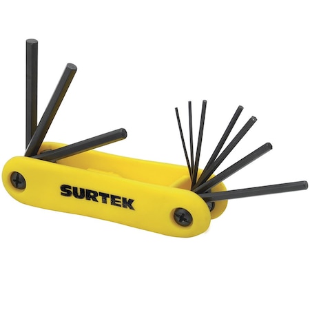 Surtek Folding Hex Key Allen Wrench Set, 7 Metric Pieces ALLFNP10M